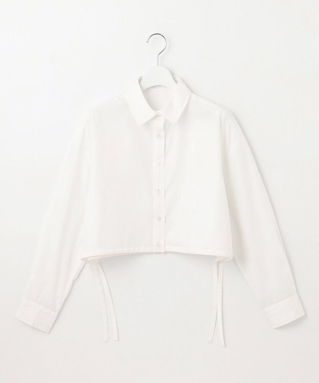 Feroux 【洗える】ショート丈ドロスト シャツ ホワイト系