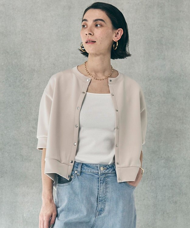 UNFILO BEAUTY FORM JERSEY light スナップカーディガン グレージュ