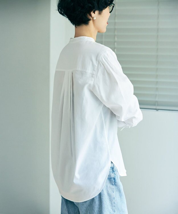 23区 L 【滝沢眞規子さん着用/mi-molletコラボ/洗える】CANCLINI デザイン シャツ [mi-molletコラボ]ホワイト系