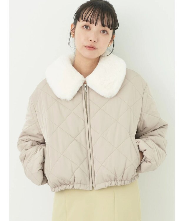 earth music&ecology ファーカラーブルゾン Beige