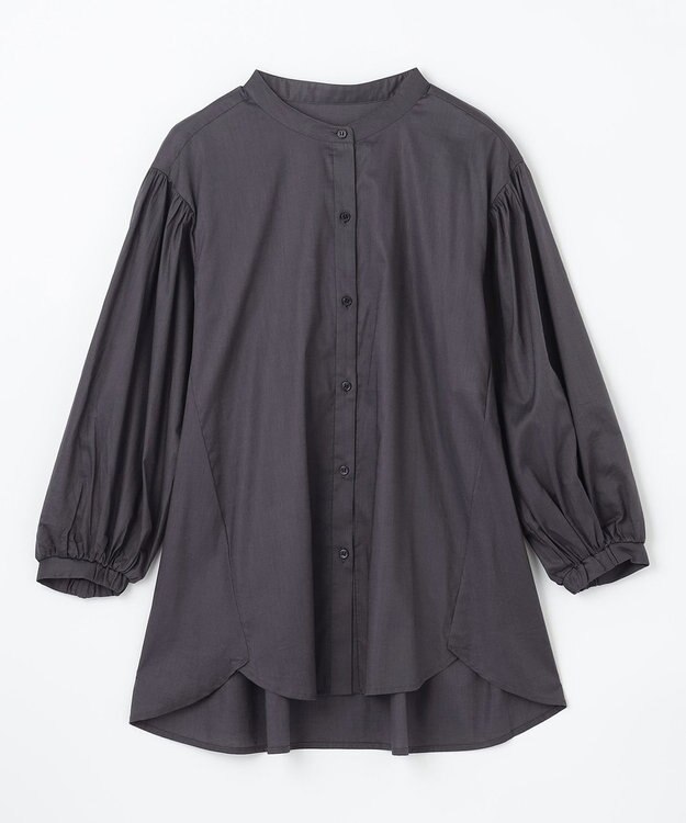 ANY シルキーソフトスタンドカラーシャツ チャコール