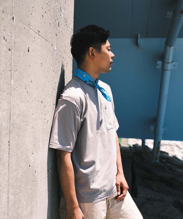 SHARE PARK MENS 【UVカット・吸水速乾・ストレッチ・軽量 】バックプリントポケットTシャツ（L・XLサイズ） グレー系