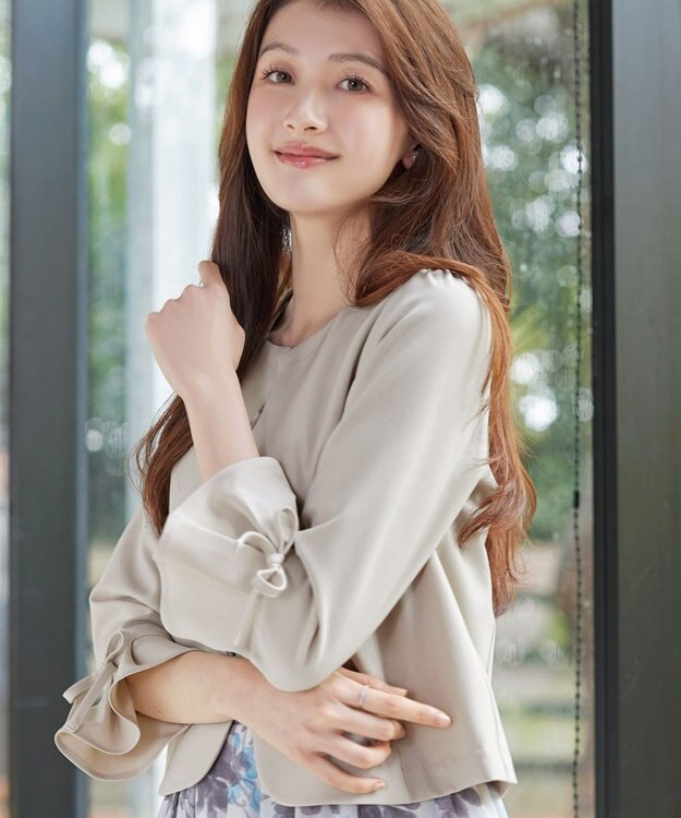 Tiaclasse リボン袖ジャレロ グレージュ