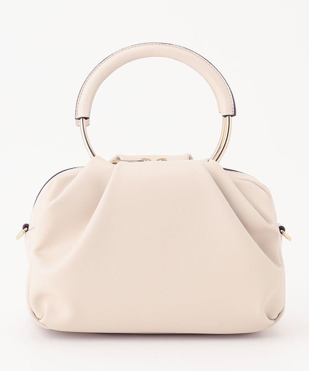 23区 メタルハンドル ショルダー バッグ アイボリー系