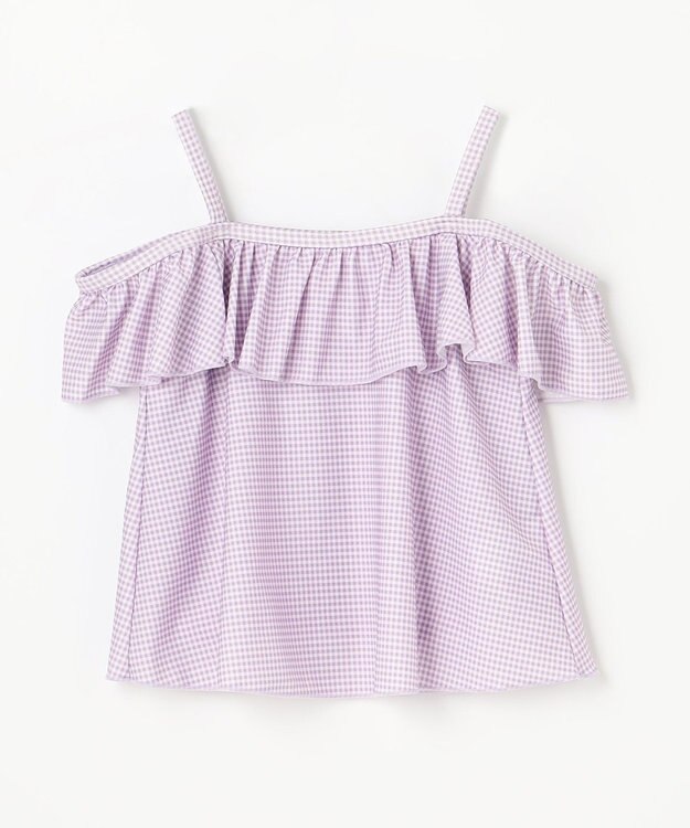 ANY KIDS ギンガムチェック×花柄セパレート水着 ラベンダーギンガム×花柄