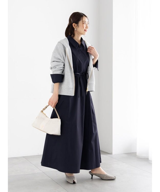 Te chichi サイドホックフロントジップワンピース ネイビー