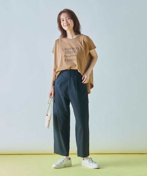 ANY 【ウエストゴム】清涼リネンカーゴパンツ ブラック