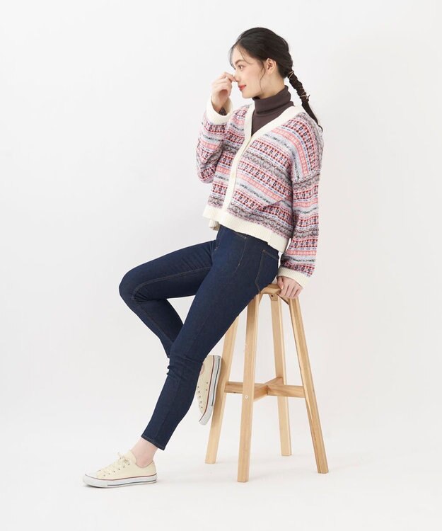 OP／FILA 【OP】ジャガードニットカーディガン パープル