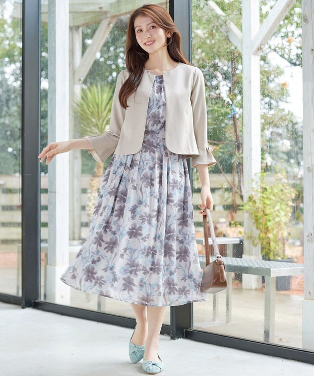 Tiaclasse リボン袖ジャレロ グレージュ