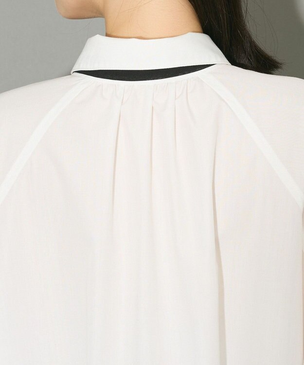 Green Parks ボウタイリボン付裾バルーンシャツワンピースⅡ Off White