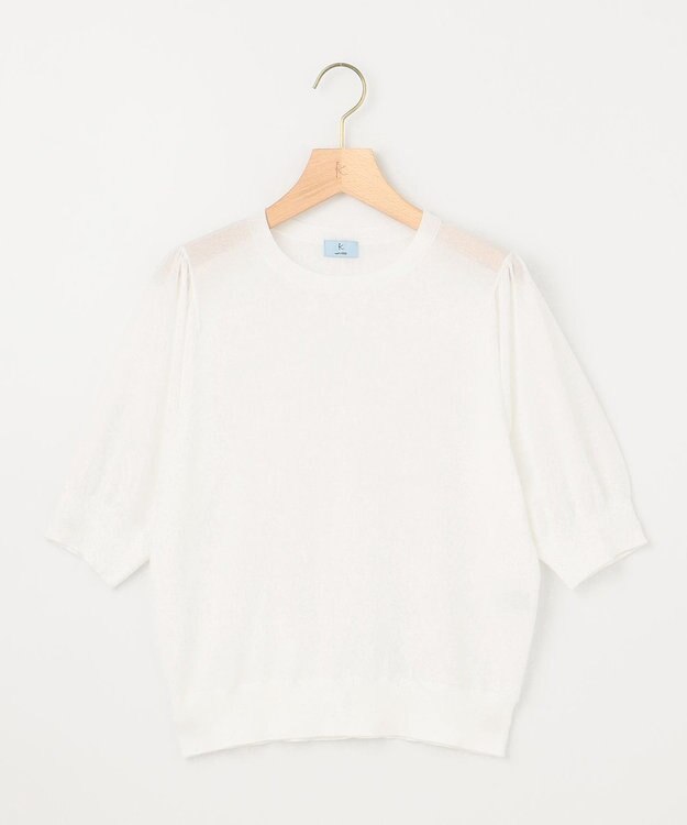 組曲 L シアーパフ袖 ニット アイボリー系