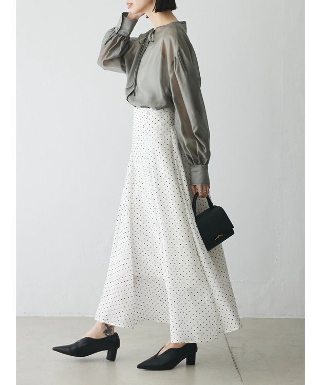 Green Parks AnriettMusee ドットフレアーロングスカート Off White