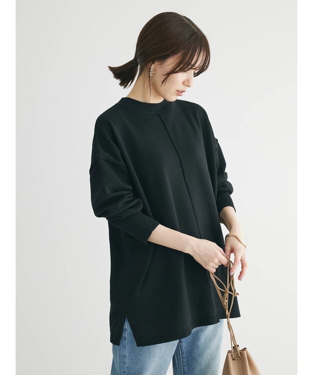 Green Parks もちやわ　ニットチュニック Black