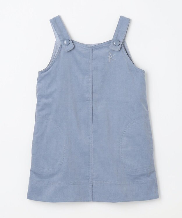 組曲 KIDS 【100㎝】モノトーンフラワーコーデュロイ ワンピース サックスブルー系