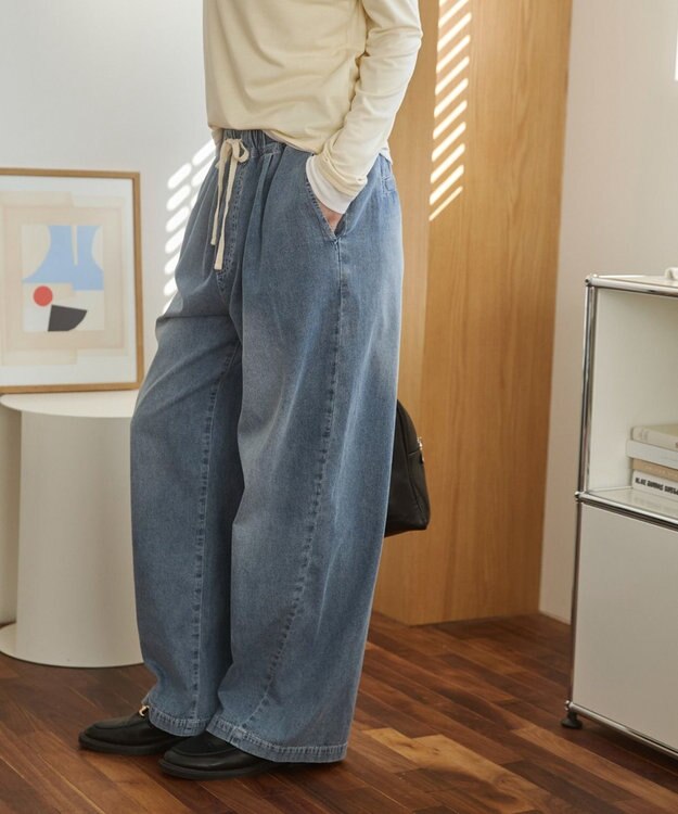 WEGO 【ANGIE VINTAGE】デニムイージーパンツ ブルー