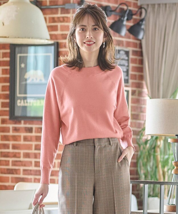 ANY SIS S 【CICA加工】ケーブルリブ ニット サーモンピンク