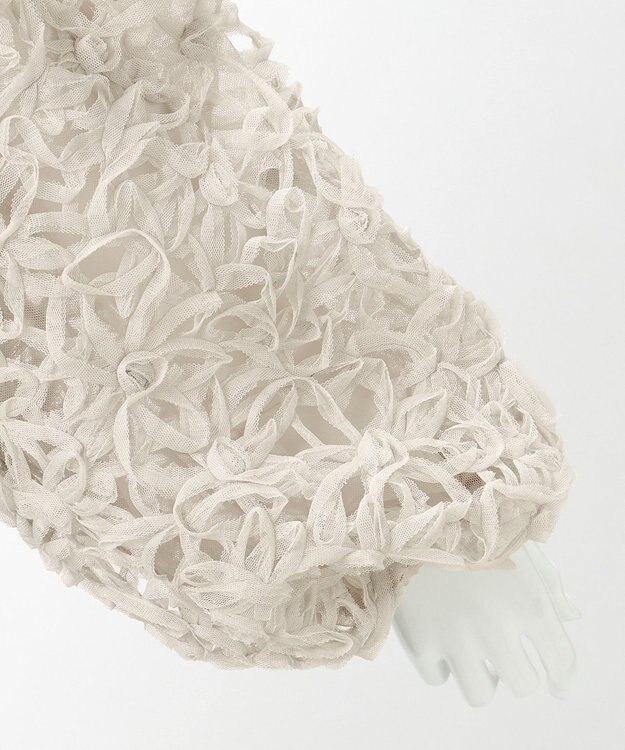 23区 【GOLD LABEL】チュールエンブロイダリー フラワーモチーフ 2WAYブラウス ベージュ系