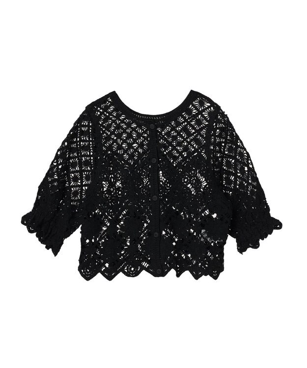 Green Parks ・ＳＵＧＡＲ　ＳＰＯＯＮ　２ｗａｙクロシェカーディガン Black