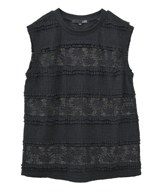 Green Parks ・ＳＵＧＡＲ　ＳＰＯＯＮ　フリルレースノースリーブ Black