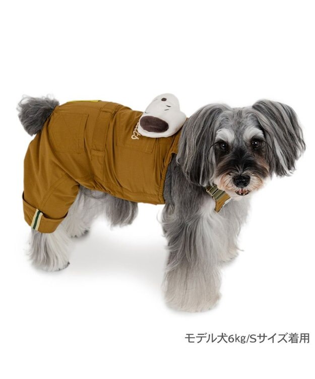 PET PARADISE スヌーピー マスコット付き オーバーオール ブラウン 小型犬 ブラウン