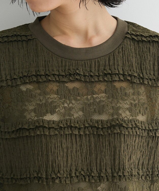 Green Parks ・ＳＵＧＡＲ　ＳＰＯＯＮ　フリルレースノースリーブ Khaki