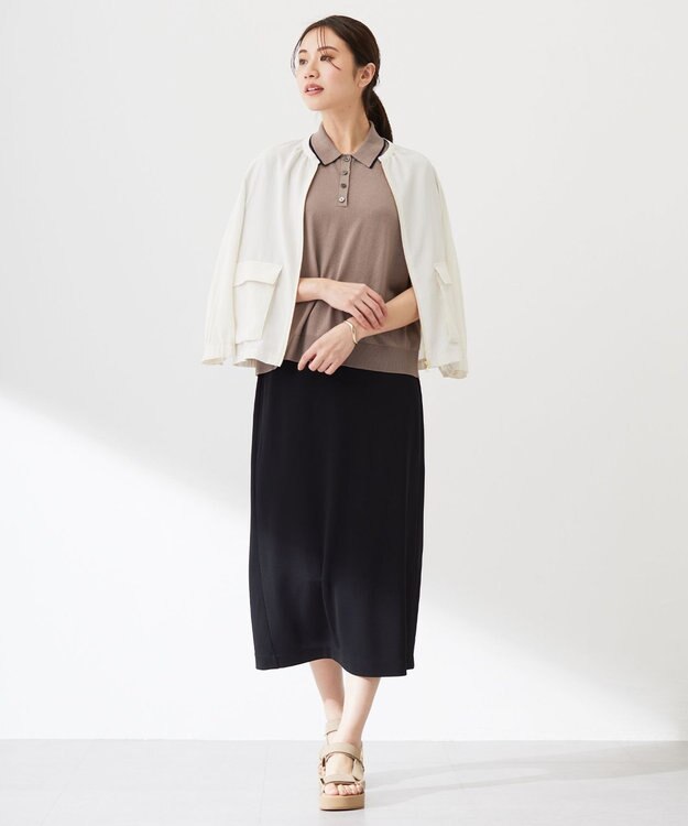 J.PRESS LADIES L 【洗える】ドライコットン ポロ ニット モカ系