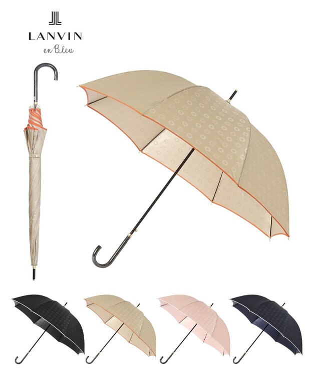 MOONBAT LANVIN en Bleu 長傘 ジャカード×パイピング ベージュ