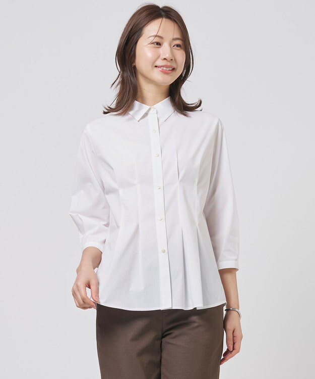 J.PRESS LADIES S 【WEB限定カラーあり】SOFT TC ストレッチ シャツ ブラウス ホワイト系