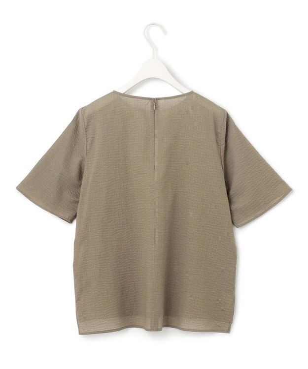 ICB 【洗える】コットンリップル Tブラウス オリーブ系