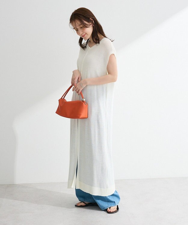 Green Parks 前後２ＷＡＹレイヤーニットワンピース White