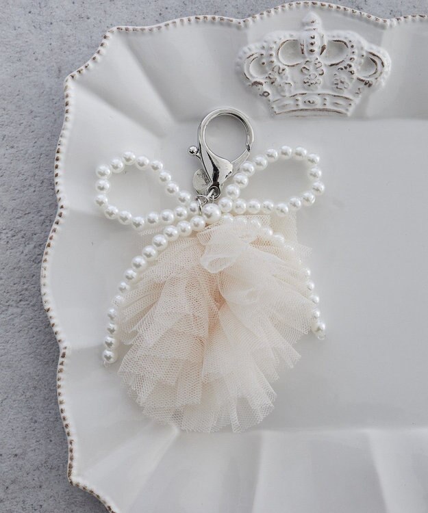 Maison de FLEUR チュールリボンチャーム Ivory