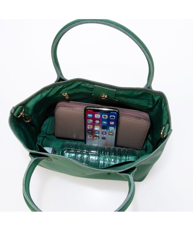 UNBILLION ペルケ perche / 牛革ドット刺繍2wayトートS グリーン