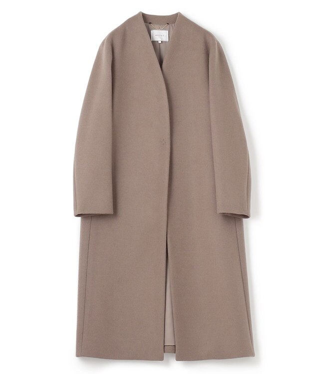 BEIGE， 【S-size】PASSY / ノーカラーロングコート Mocha