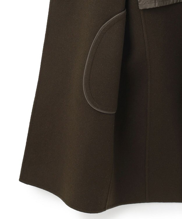 23区 ウールリバー フード付き ミドル丈コート ダークブラウン系