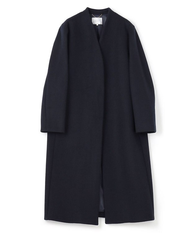 BEIGE， 【S-size】PASSY / ノーカラーロングコート Navy
