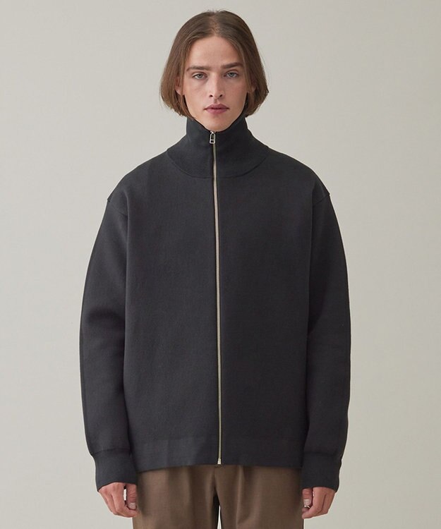 UNFILO MENS 【男女兼用/新色追加】スウェットライク ジップ タートルネックニット [24年秋冬商品] ダークグリーン