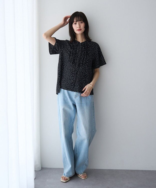 YECCA VECCA フリルデザインブラウス Dot