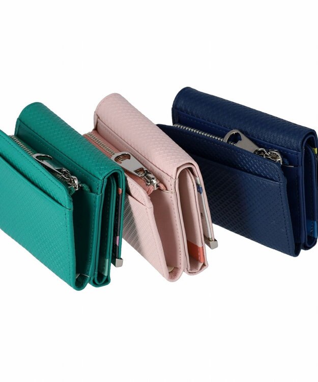 tsumori chisato CARRY クロスエンボス 3つ折りミニ財布 ネイビー