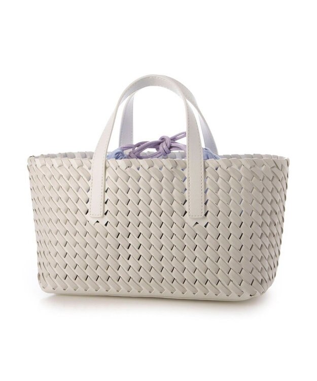 UNBILLION カシュカシュ cachecache / コードかがり横長トートバッグ アイボリー