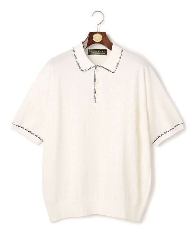 J.PRESS MEN 【WEB・一部店舗限定】Blancket Stitch Knit Polo ホワイト系