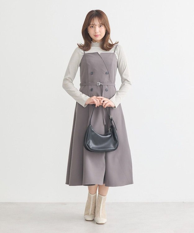 earth music&ecology トレンチ風キャミワンピース Dark Gray