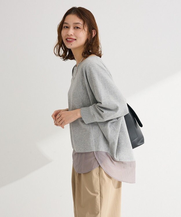 Green Parks 七分袖ドルマン裏毛シアードッキングプルオー Gray Mixture