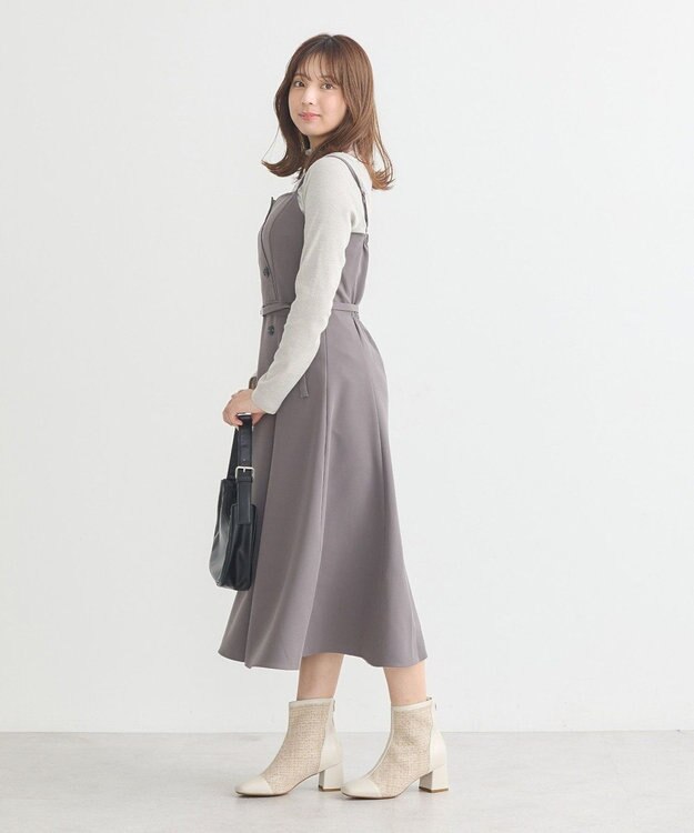 earth music&ecology トレンチ風キャミワンピース Dark Gray