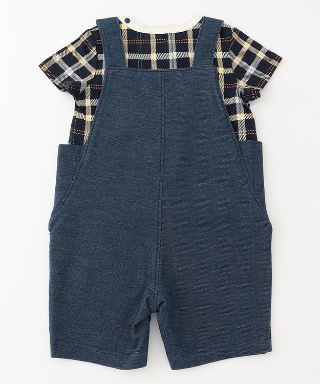 組曲 KIDS 【80-90cm】Check 半袖オーバーオール ネイビー系5