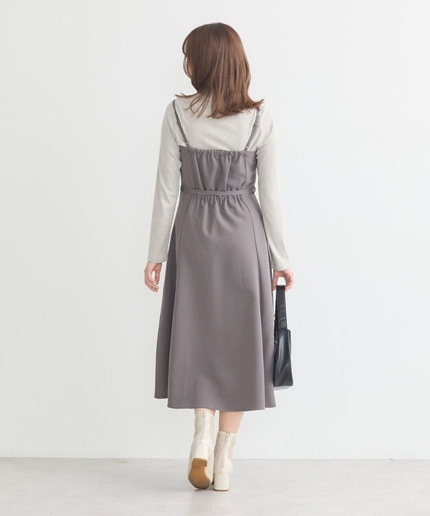 earth music&ecology トレンチ風キャミワンピース Dark Gray