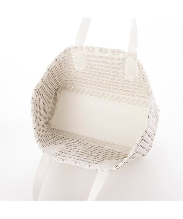 UNBILLION カシュカシュ cachecache / コードかがり横長トートバッグ アイボリー