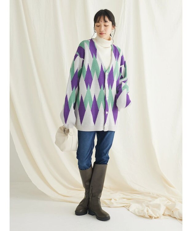 CRAFT STANDARD BOUTIQUE 【男女兼用】アーガイル柄カーディガン2 Purple