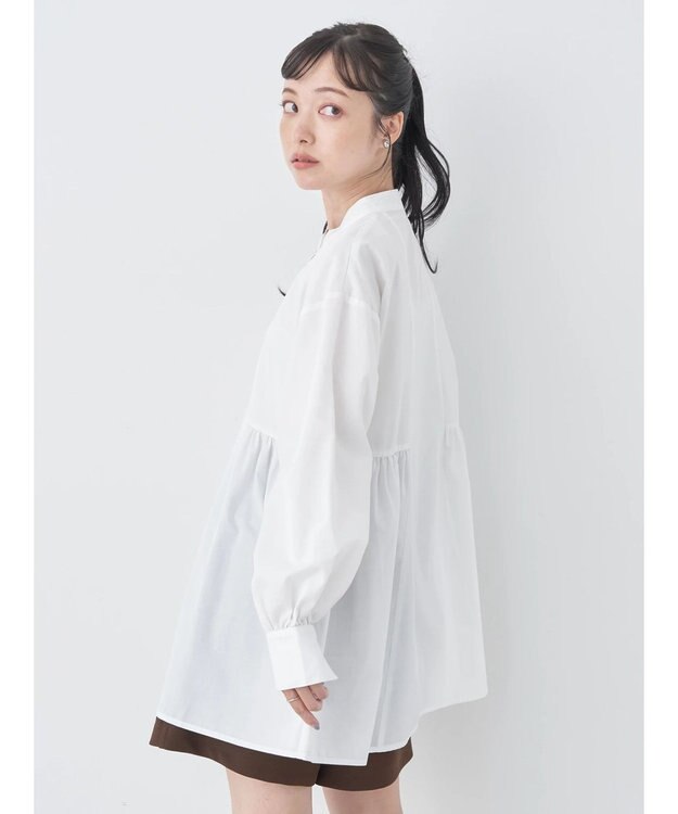 earth music&ecology サイドティアードチュニック Ivory