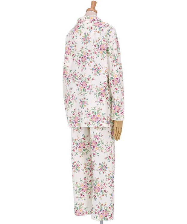 WACOAL ワコール_リラックス＆スリープ パジャマ 綿混(本体) あったか 長袖 長ズボン ミントン レディース NDW462 /ワコール ホワイト