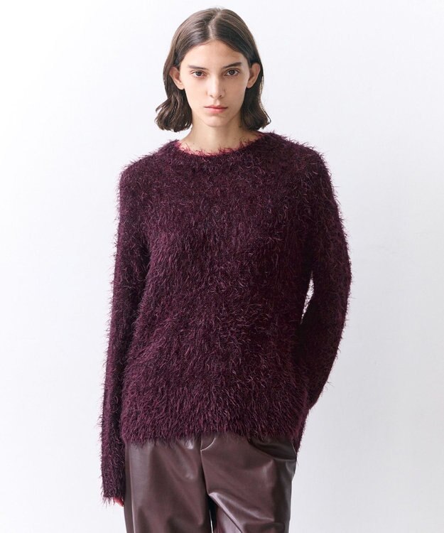 BEIGE， WERNER / ファンシーヤーンヘアリーニットプルオーバー Bordeaux